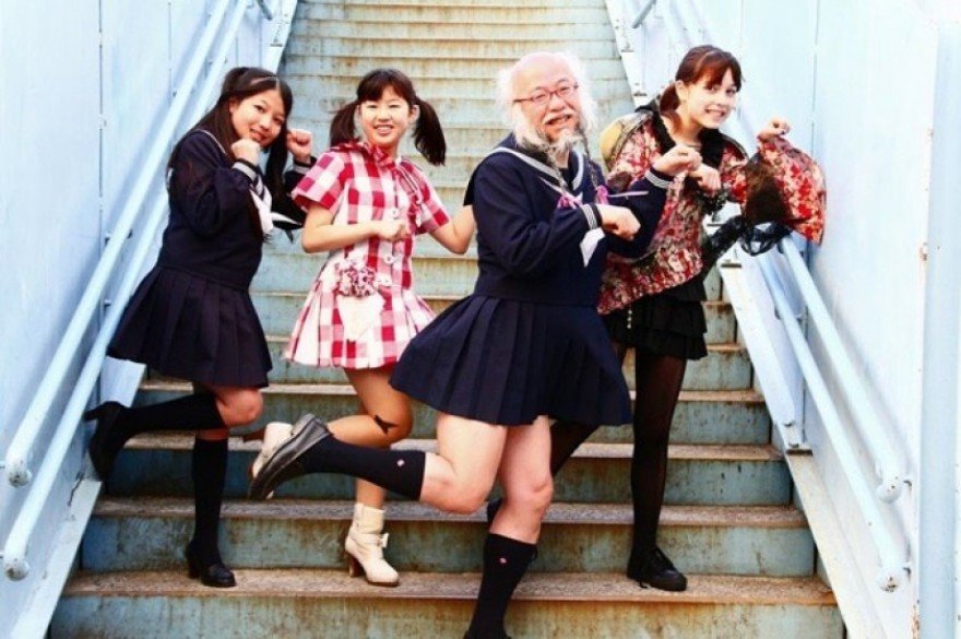 Only In Japan Old Fart Prances Around Town Living Out His School Girl 